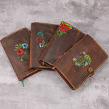 Hand painted leather cover for A5 A6 size notebook journal