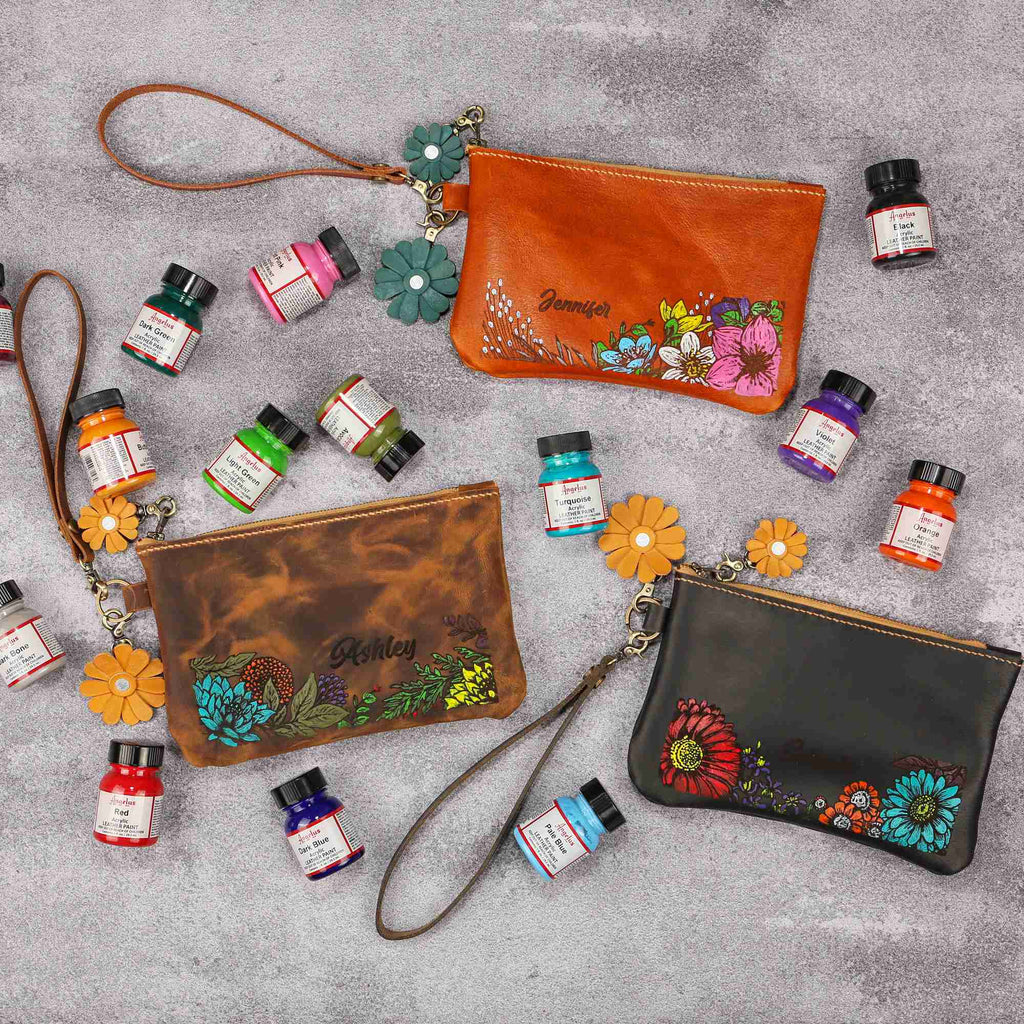 hand painted leather purses - DMleather