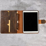Personalized genuine leather magnetic closure 2025 iPad 11th gen cover with Pen holder, 2024 iPad Air Pro 13 11 folio case