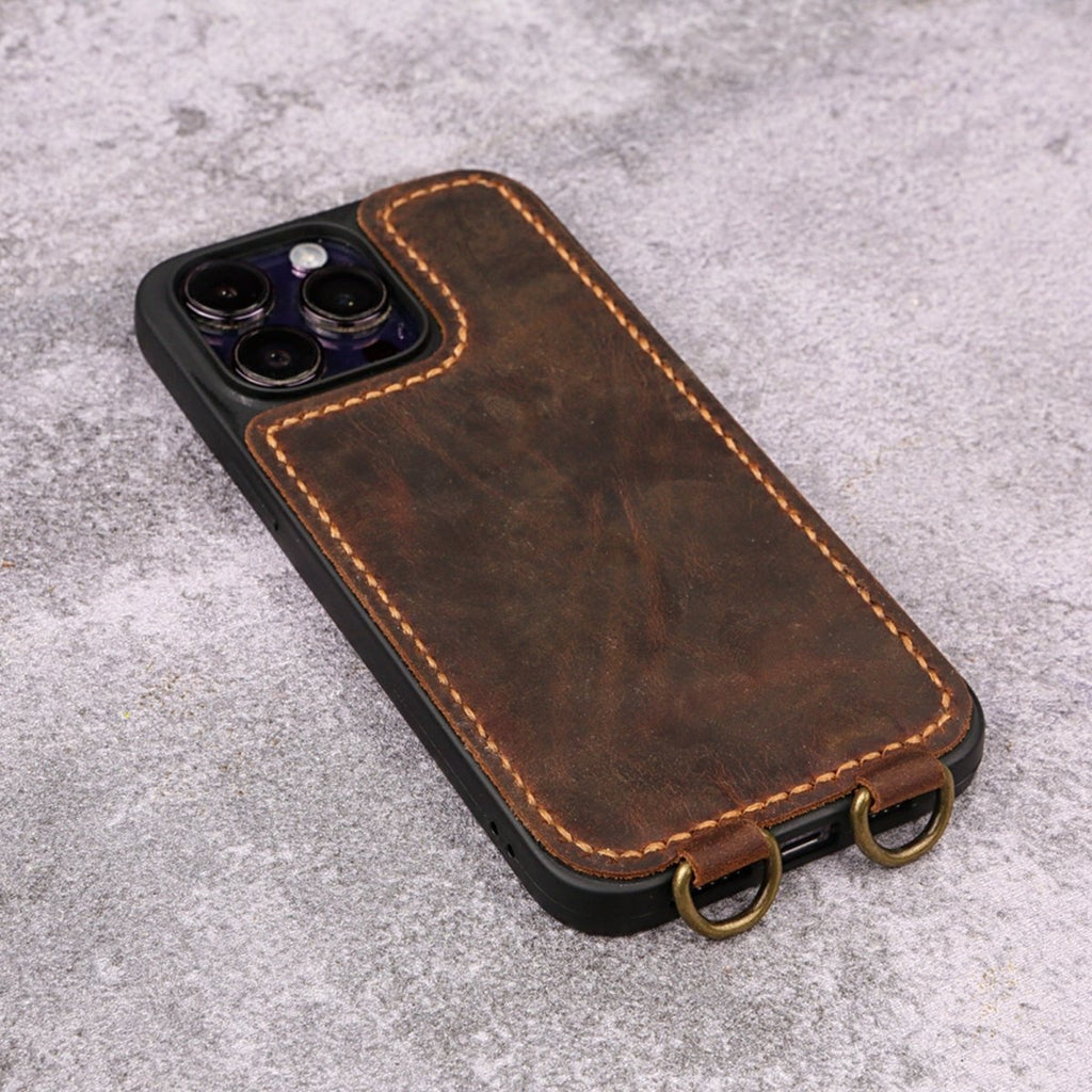 iphone 13 pro case with strap - DMleather