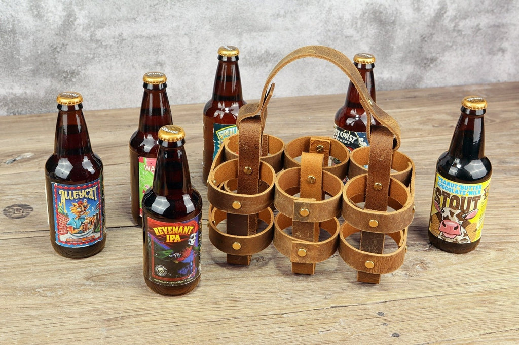 Leather 6 Six Pack Beer Carrier Holder For Bike Bicycle