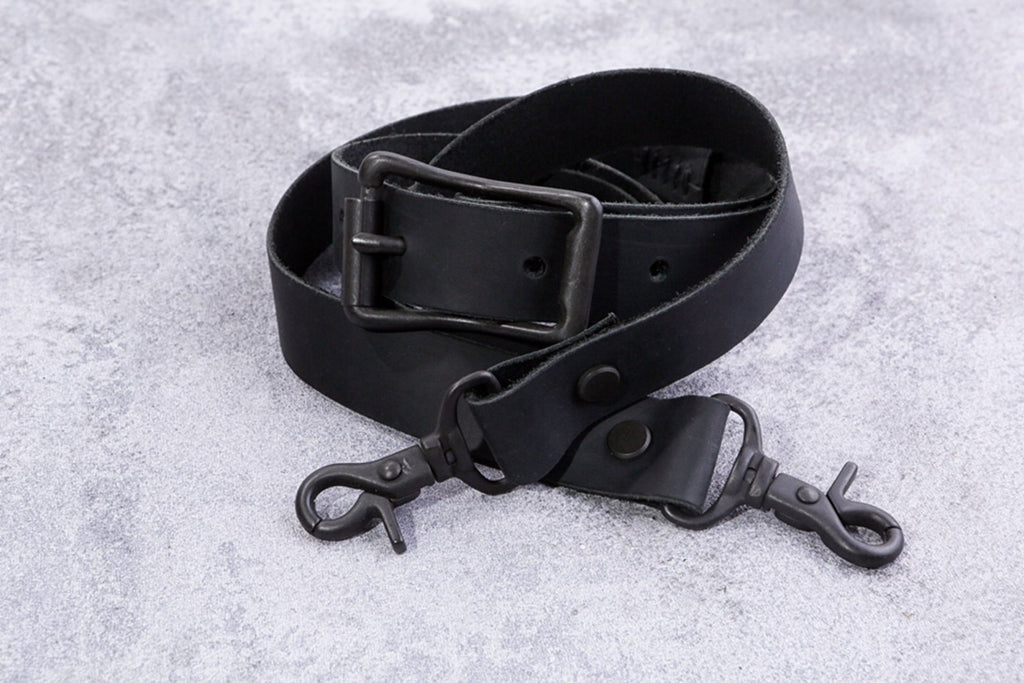 Leather Black Macbook air case bag with shoulder strap