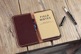 Brown Black vegetable tanned leather cover for field notebook