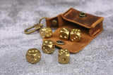 Personalized leather dice case with 6 dice