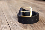 black vegetable tanned leather belt