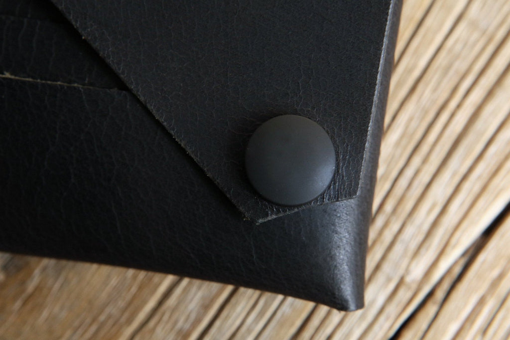 All black leather front wallet for men