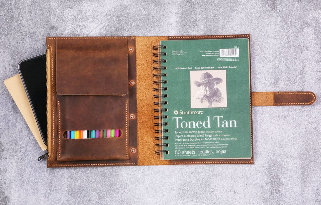 Leather sketchbook cover for Strathmore sketchbook Sketch Paper 5.5"X8.5"