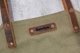 Large leather canvas wood carrying bag Waxed canvas log carrier