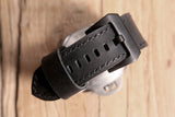 All black hand stitch wide leather watch bands straps