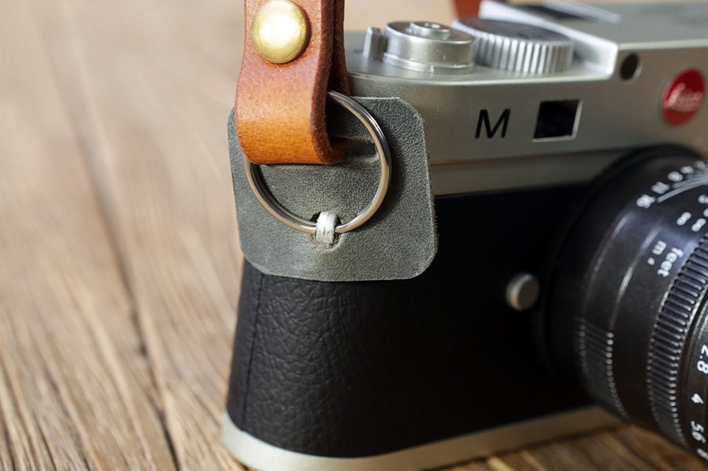 vegetable tanned leather compact camera neck strap