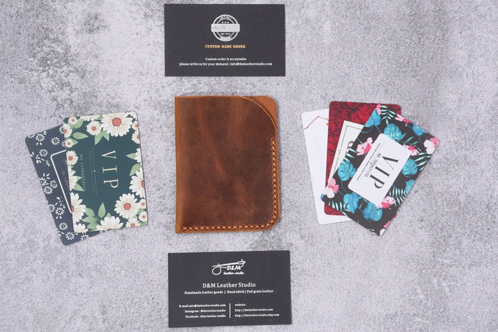 Minimalist leather credit card sleeve holder business card case wallet