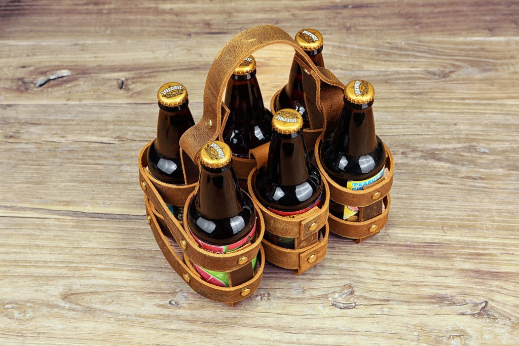 Leather 6 Six Pack Beer Carrier Holder For Bike Bicycle