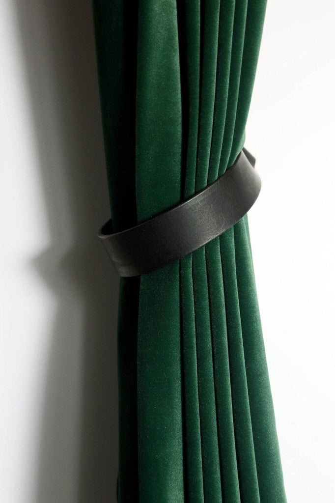 Brown vegetable tanned leather curtain tie backs
