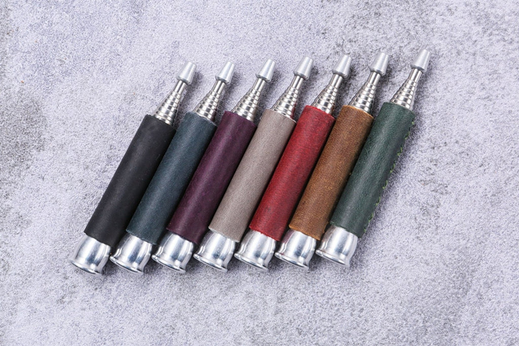 Fire blower with leather sheath camping fire bellow sheath