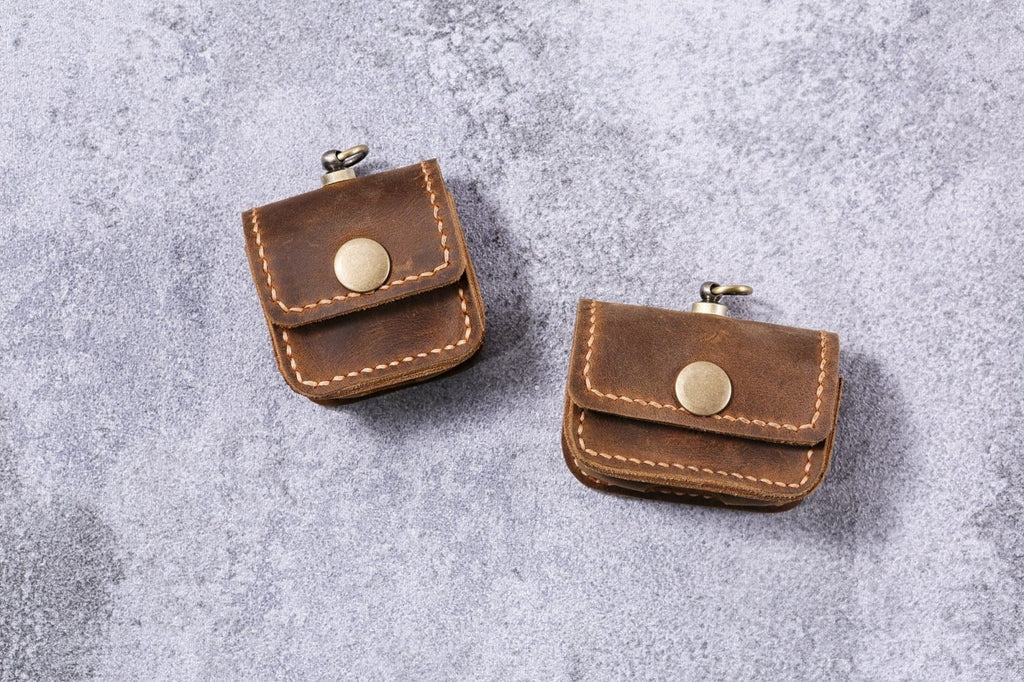 Monogrammed leather airpod pro cover case with keychain