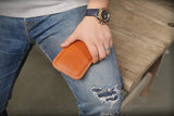 Personalized full grain leather iPhone 13 mini 12 Pro Max phone sleeve case