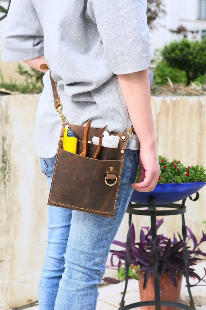 Personalized vintage leather florist garden tool belt