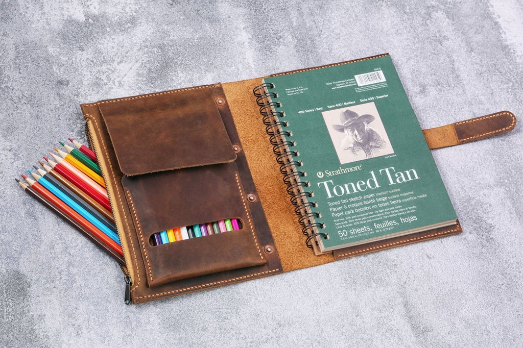 Leather sketchbook cover for Strathmore sketchbook Sketch Paper 5.5"X8.5"