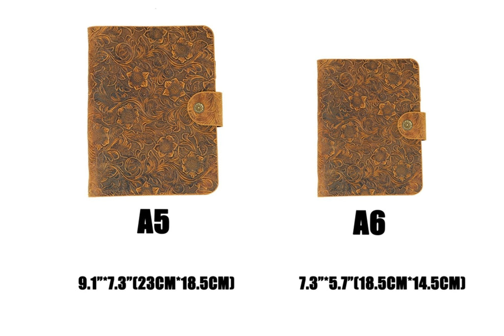 Embossing leather A5 A6 6 ring binder notebook planner