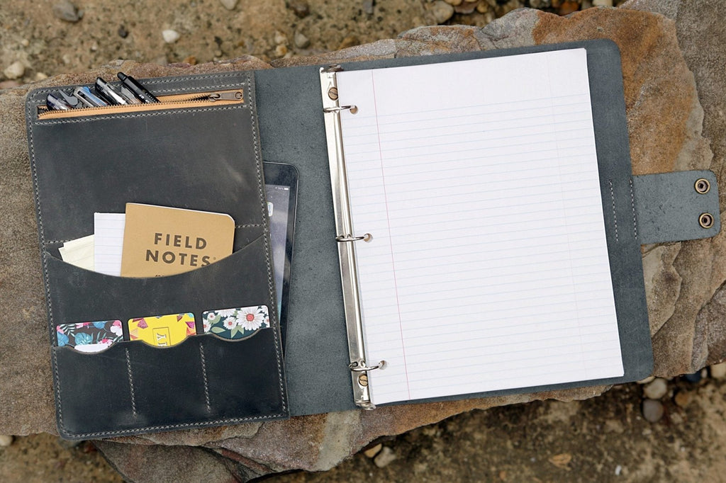 gray leather business portfolio
