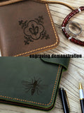 Personalized leather A5 journal cover travel organizer