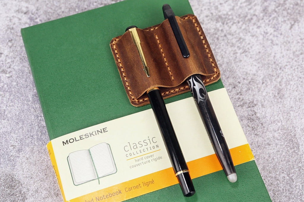 Leather pen pencil holder clip for notebook journal