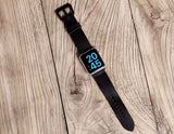 Black leather apple iPhone watch band strap
