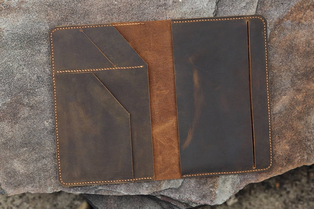 Personalized distressed leather cover for minimalism art notebook