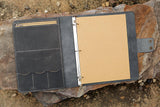 gray leather 3 ring padfolio