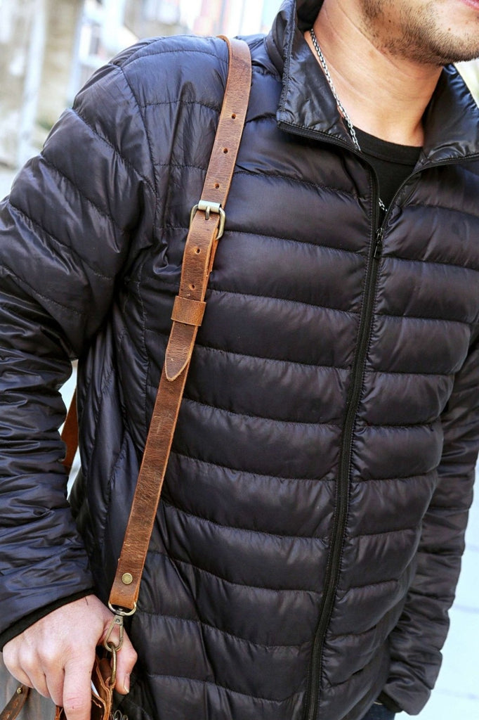 Personalized full grain Leather adjustable bag strap