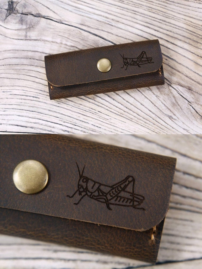 Personalized guitar picks leather case