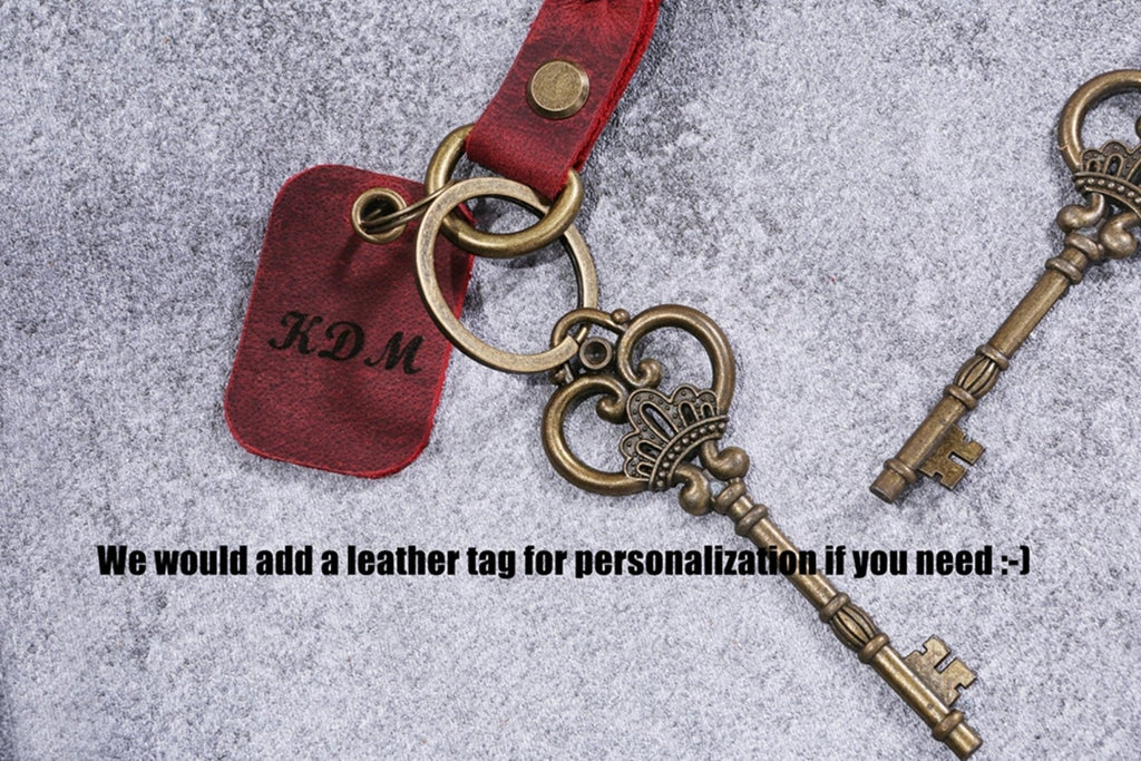Personalized Braided Leather Keychain Key Fob - Customized with Your Initials
