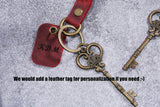 Personalized Braided Leather Keychain Key Fob - Customized with Your Initials