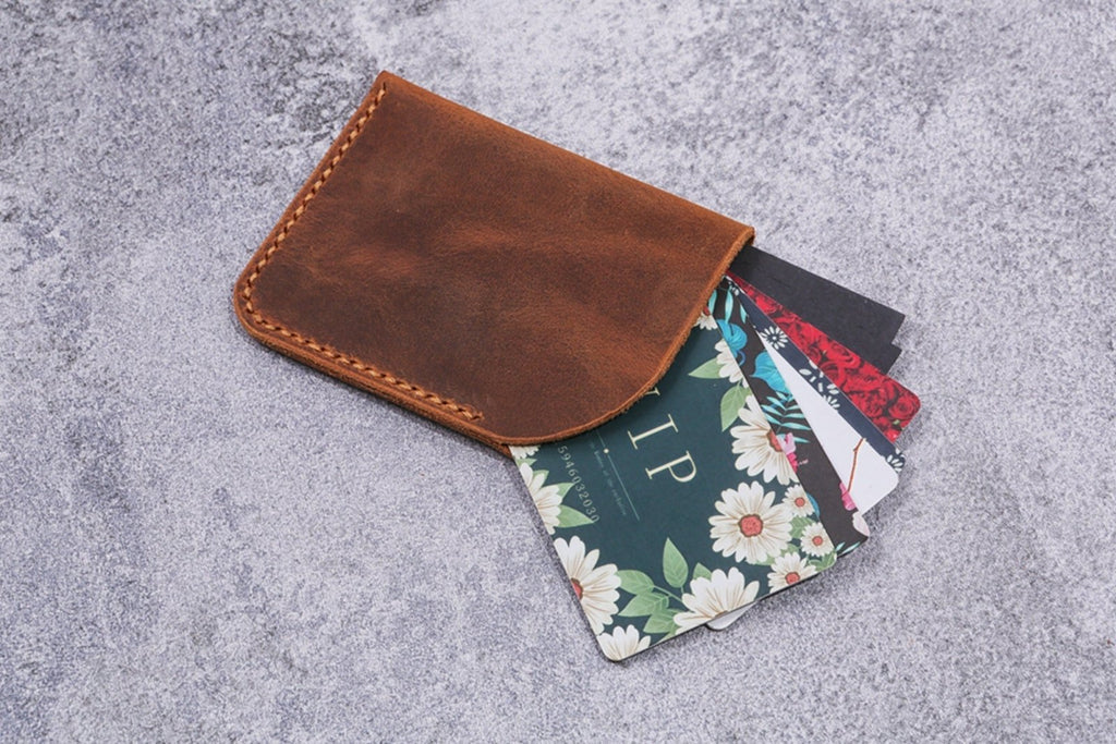 Minimalist leather credit card sleeve holder business card case wallet