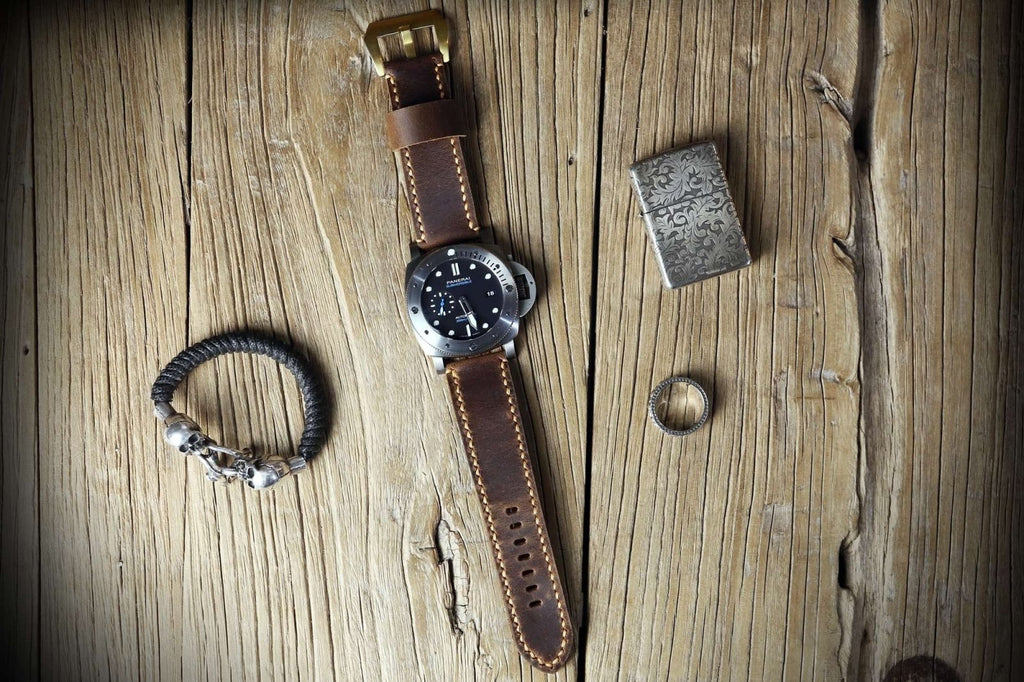 Vintage mens leather watch straps for Panerai watch