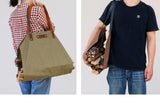 Large leather canvas wood carrying bag Waxed canvas log carrier