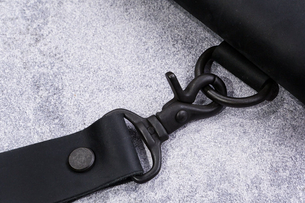 Leather Black Macbook air case bag with shoulder strap