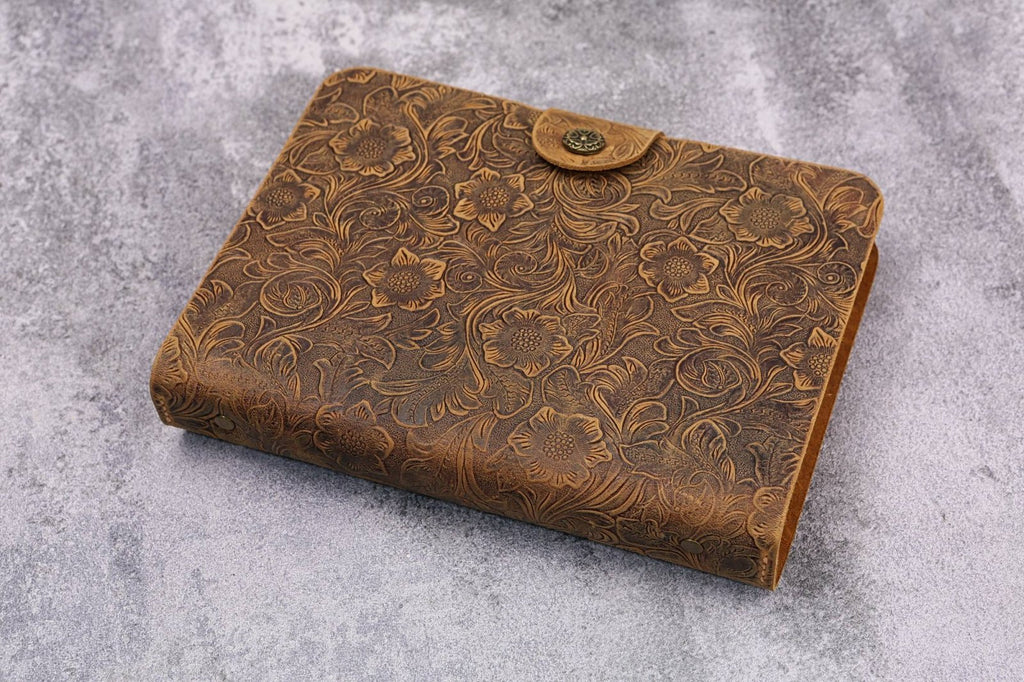 Embossing leather A5 A6 6 ring binder notebook planner