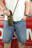 Distressed leather phone crossbody sling bag