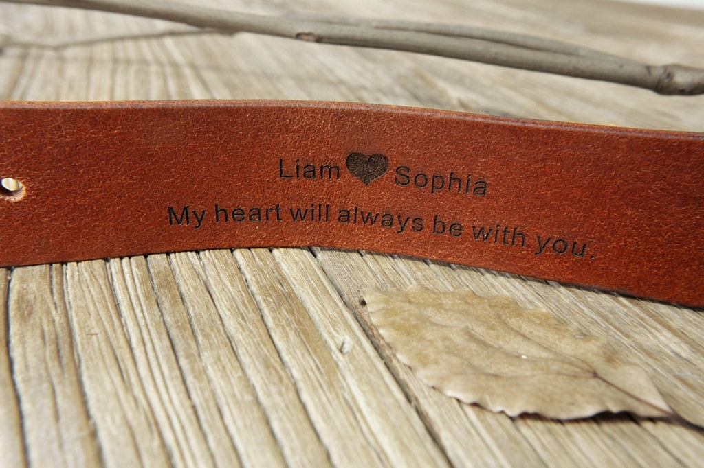 Personalized full grain men leather belt