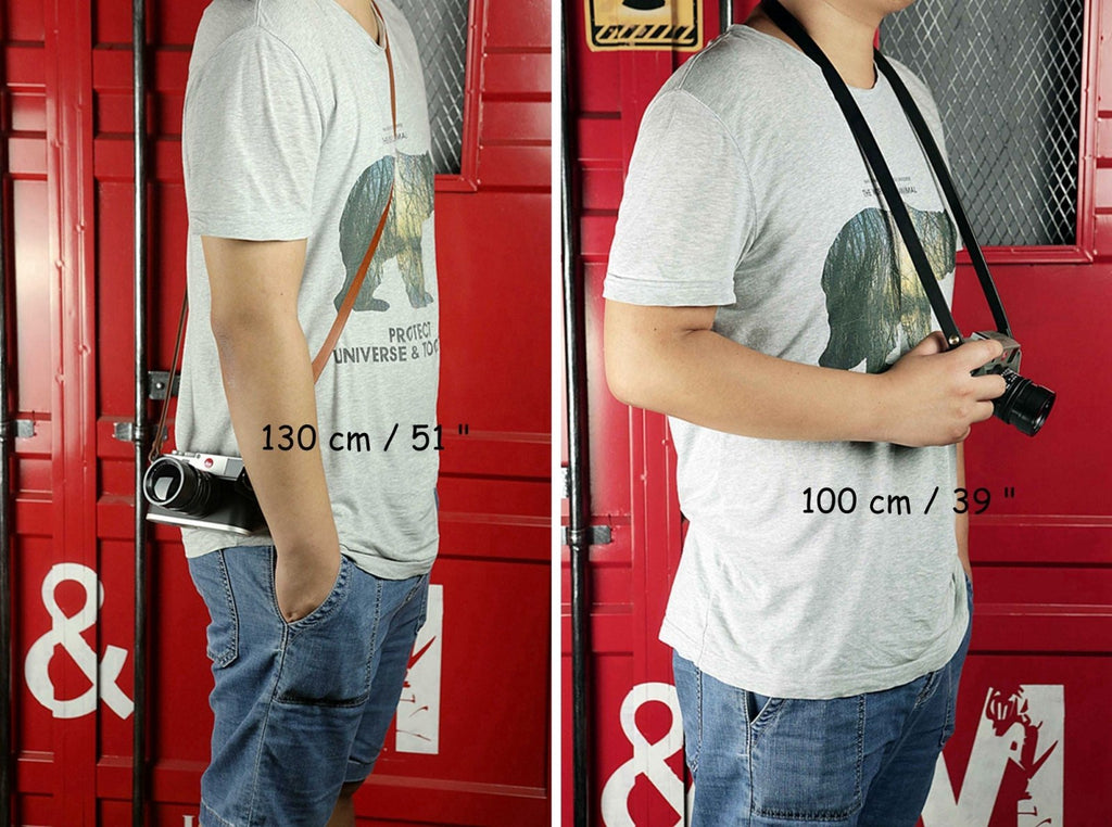 vegetable tanned leather compact camera neck strap