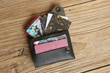 All black leather front wallet for men