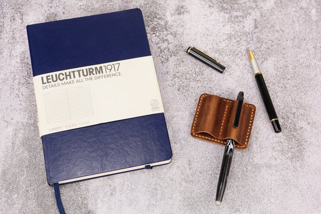 Leather pen pencil holder clip for notebook journal