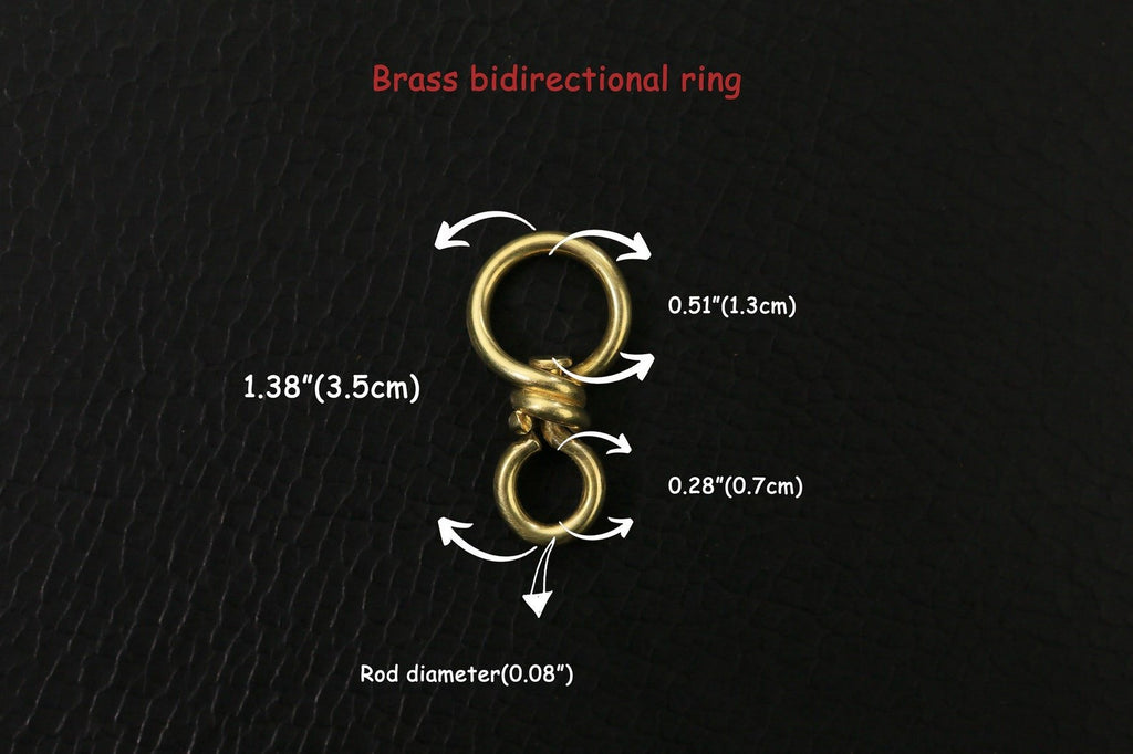 1 PCS heavy duty solid brass swivel connector loop hook for leather craft keychain ring