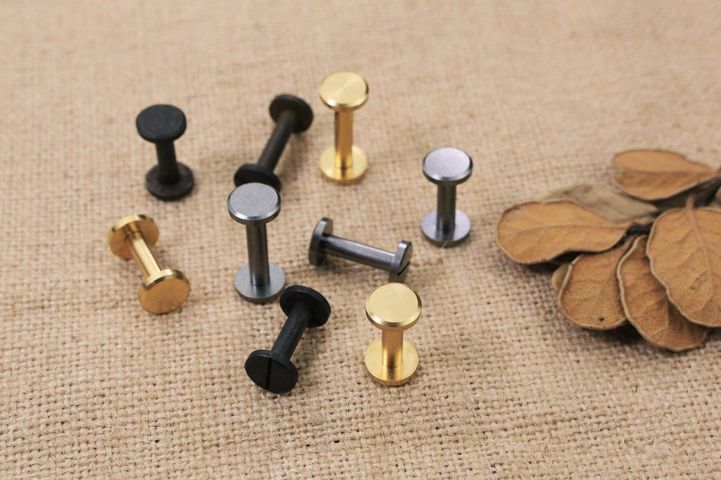 10 Sets 15mm 20mm Solid brass Chicago screws rivets for leather