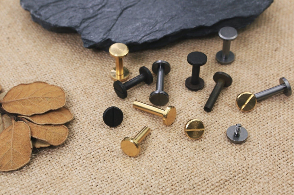 10 Sets 15mm 20mm Solid brass Chicago screws rivets for leather