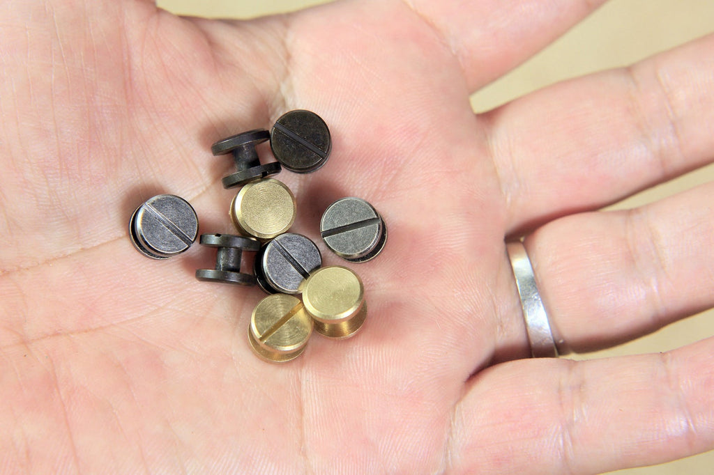 10 Sets 3mm 4mm 5mm Solid brass Chicago screws rivets