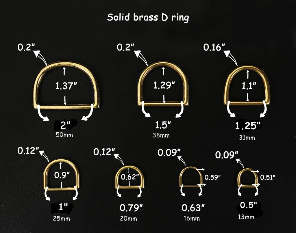 16mm 20mm 25mm 50mm solid brass weld on D ring