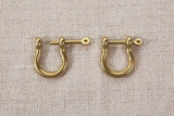 2 PCS Solid Brass D ring with screw pin , D ring screw hooks in Shackle for Leather craft