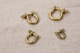 2 PCS Solid Brass D ring with screw pin , D ring screw hooks in Shackle for Leather craft